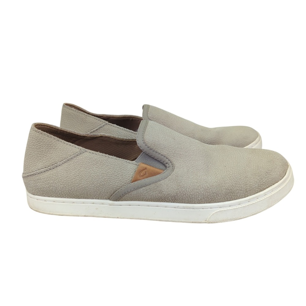OluKai Pehuea Leather Slip On Loafer‎ Shoes Women's US 9.5 Tan Beige